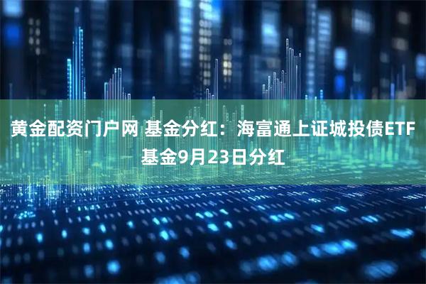 黄金配资门户网 基金分红：海富通上证城投债ETF基金9月23日分红